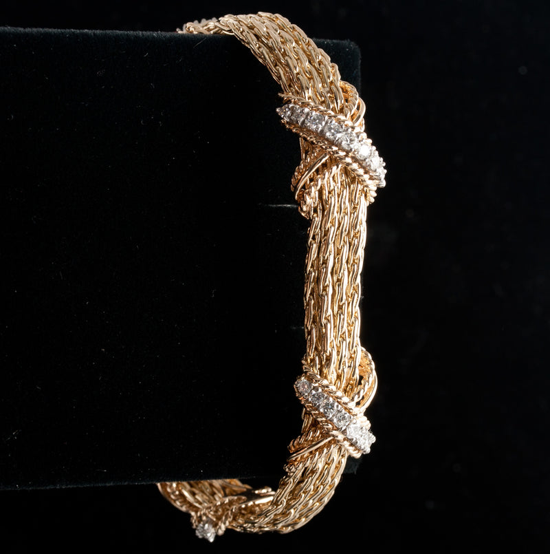 14k Yellow Gold Round Diamond Bracelet & Hoop Earring Set 2.63ctw 64.26g