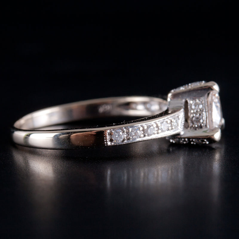 18k White Gold Heart Shaped Top Light Brown Diamond Engagement Ring .49ctw