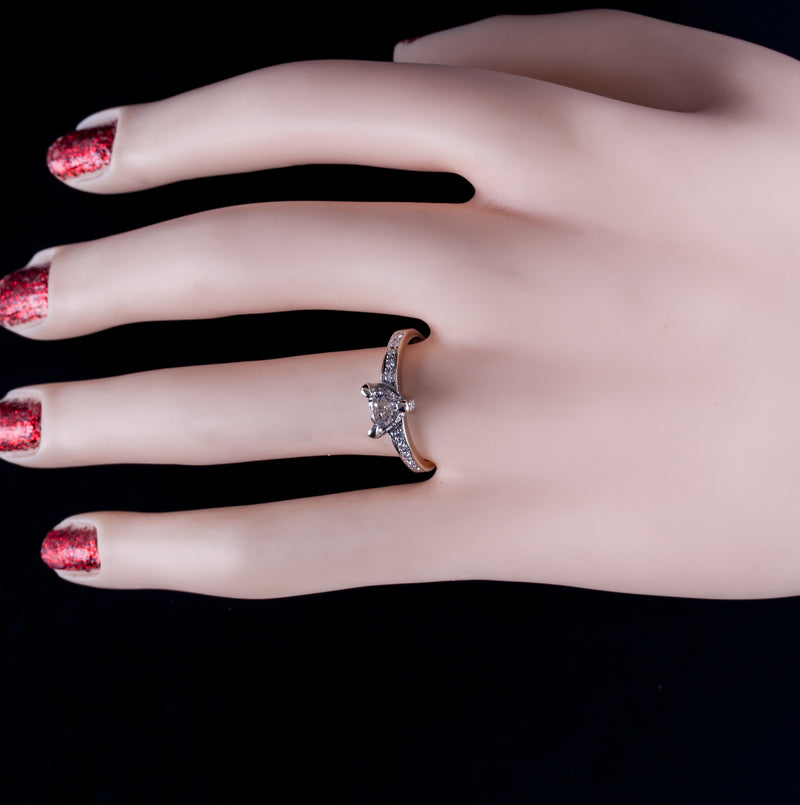 18k White Gold Heart Shaped Top Light Brown Diamond Engagement Ring .49ctw