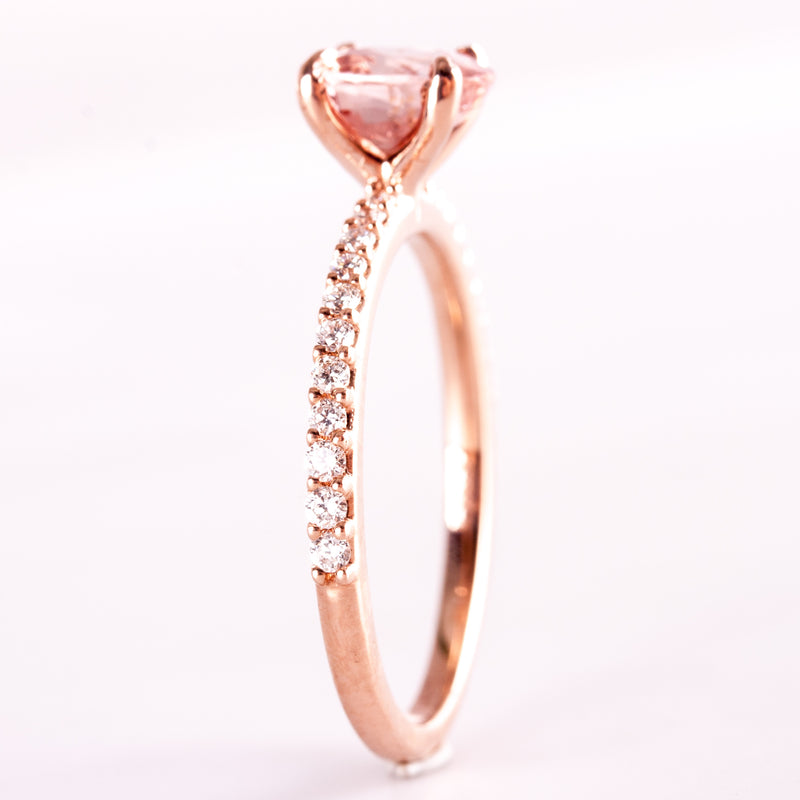 14k Rose Gold Oval Pink Sapphire Engagement Ring W/ Diamond Accents 1.2ctw 2.41g