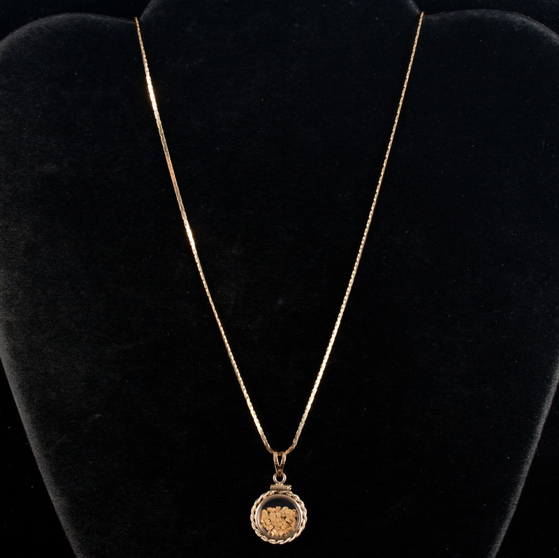 14k & 22k Yellow Gold Natural Gold Nugget Capsule Pendant W/ 24" Chain 5.12g