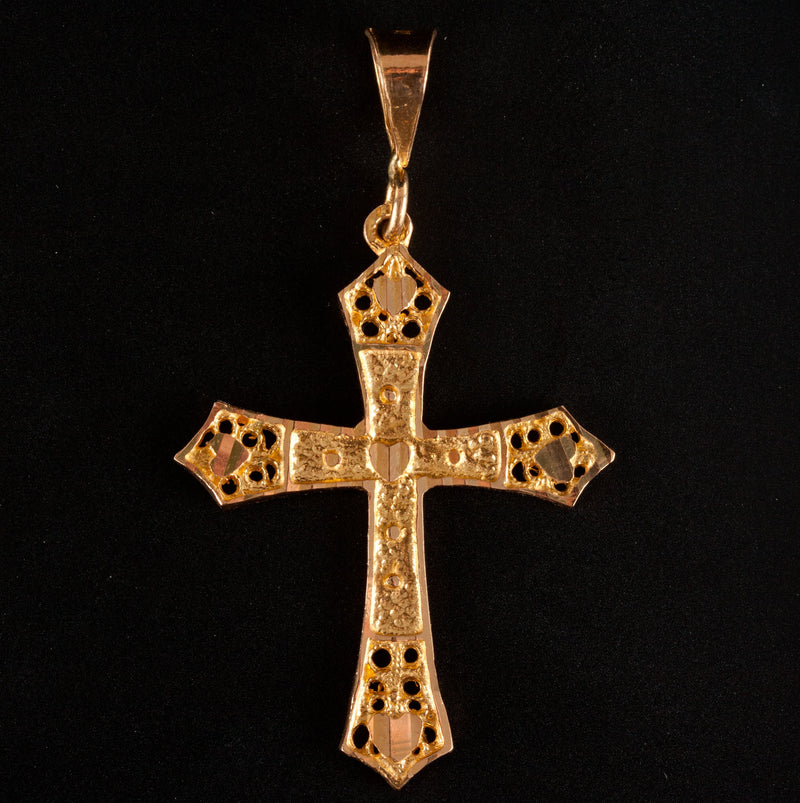 22k Yellow Gold Heart Style Cross Pendant 3.0g 44.3mm x 25.7mm