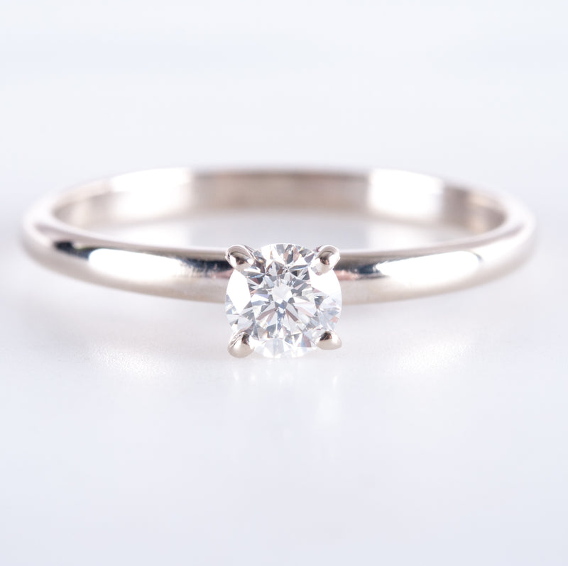 14k White Gold Round Diamond Traditional Solitaire Engagement Ring .33ct 1.90g