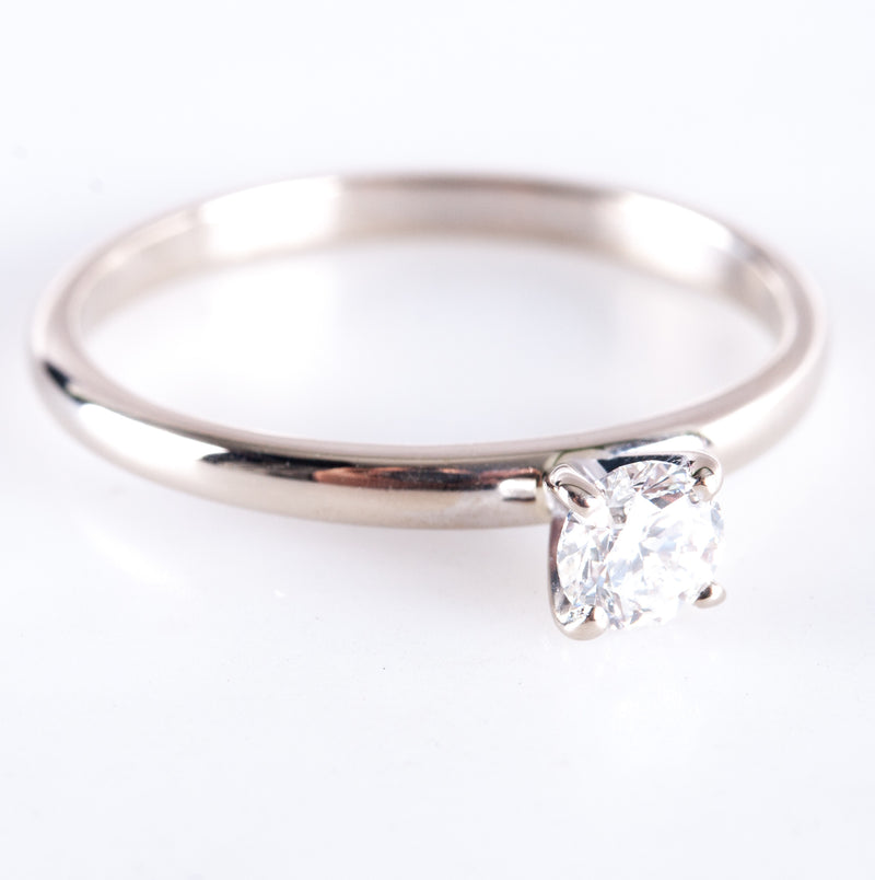 14k White Gold Round Diamond Traditional Solitaire Engagement Ring .33ct 1.90g