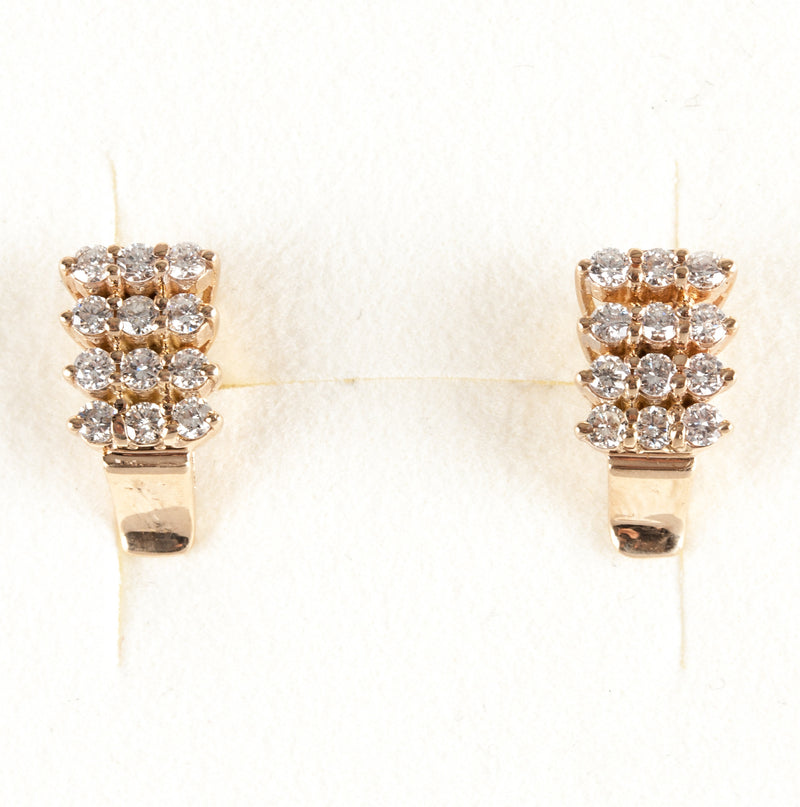 14k Yellow Gold Round Diamond Cluster Style Stud Earrings .72ctw 2.90g