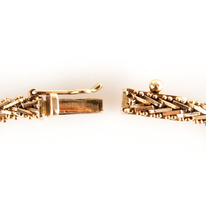 14k Yellow Gold Fancy Beaded Link Style Bracelet 8.34g 7" Length 14.5mm Width