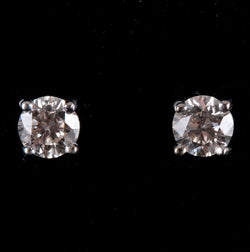 18k White Gold H SI1 Round Diamond Solitaire Earrings W/ Butterfly Backs .28ctw
