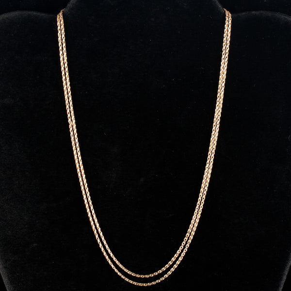 14k Yellow Gold Long Wheat Style Chain Necklace 6.80g 30" Length 1.3mm Wide