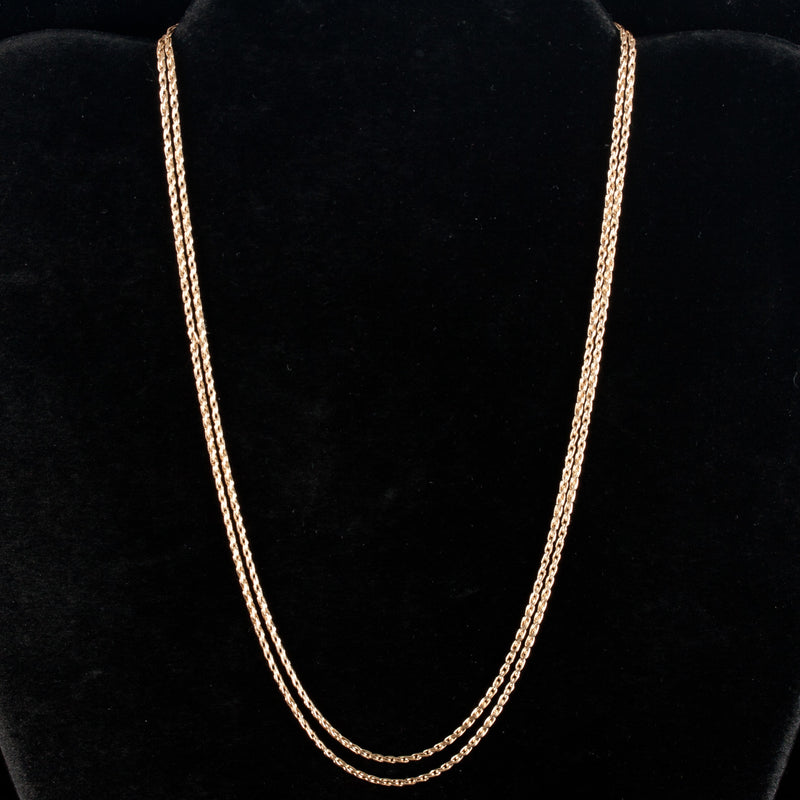 14k Yellow Gold Long Wheat Style Chain Necklace 6.80g 30" Length 1.3mm Wide