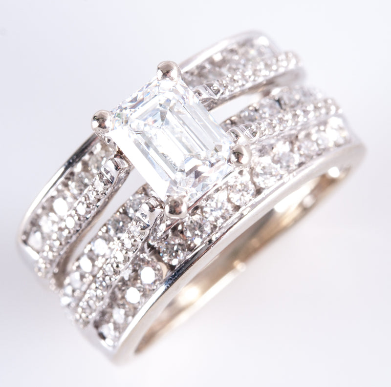 14k White Gold Lab-Created Diamond & Natural Diamond Engagement Ring Set 1.86ctw