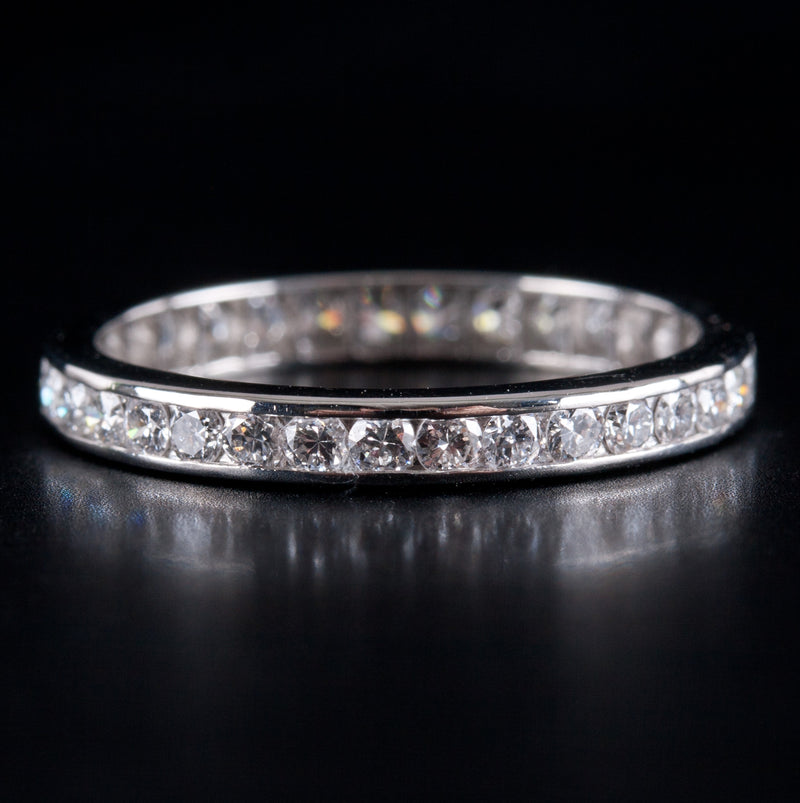Platinum Round H SI1 Diamond Channel Set Wedding Anniversary Ring .64ctw 2.34g