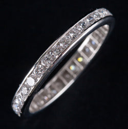 Platinum Round H SI1 Diamond Channel Set Wedding Anniversary Ring .64ctw 2.34g