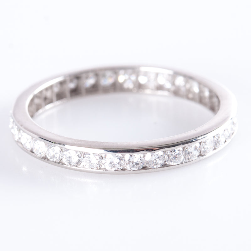 Platinum Round H SI1 Diamond Channel Set Wedding Anniversary Ring .64ctw 2.34g