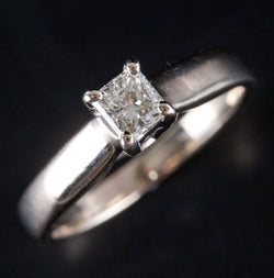 14k White Gold Princess G VS1 Canadian Diamond Solitaire Engagement Ring .32ct