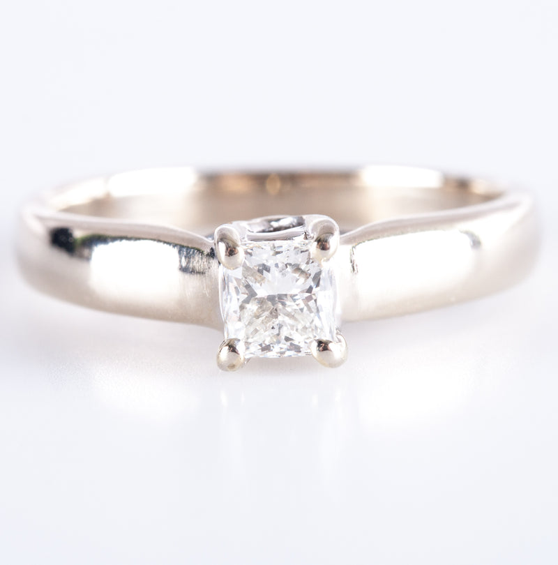 14k White Gold Princess G VS1 Canadian Diamond Solitaire Engagement Ring .32ct