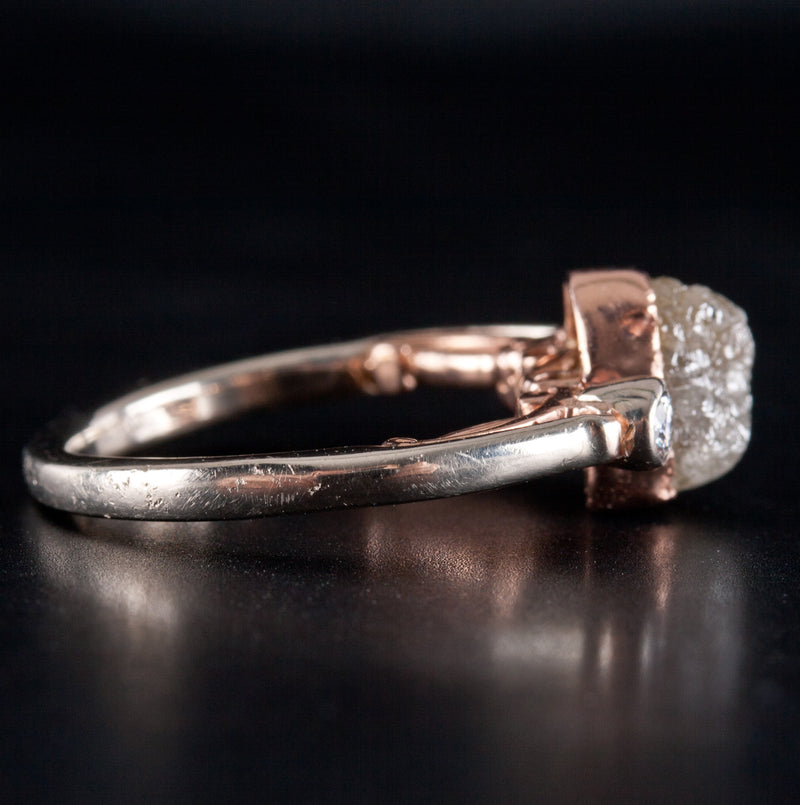 14k White & Rose Gold Rough Diamond & Round Diamond Engagement Ring 2.25ctw
