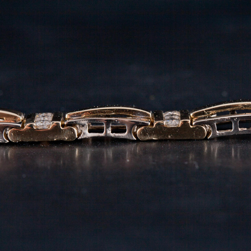 14k White & Yellow Gold Round Diamond Two-Tone Heavy Bracelet 1.32ctw 21.79g