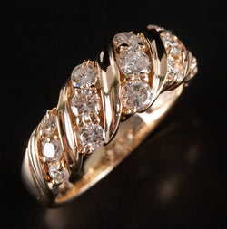 14k Yellow Gold Round G SI2 Diamond Cocktail Fashion Ring .70ctw 4.48g