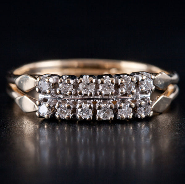 14k Yellow & White Gold Two-Tone Diamond Wedding Anniversary Ring .24ctw 2.36g