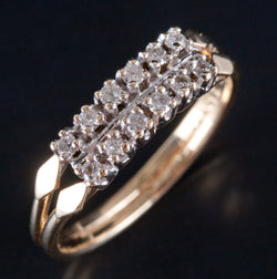 14k Yellow & White Gold Two-Tone Diamond Wedding Anniversary Ring .24ctw 2.36g