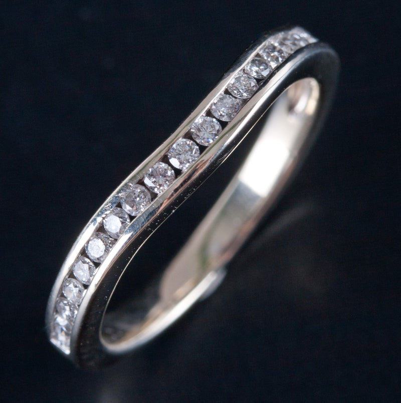 14k White Gold Round H SI2 Diamond Channel Set Wedding Anniversary Ring .21ctw