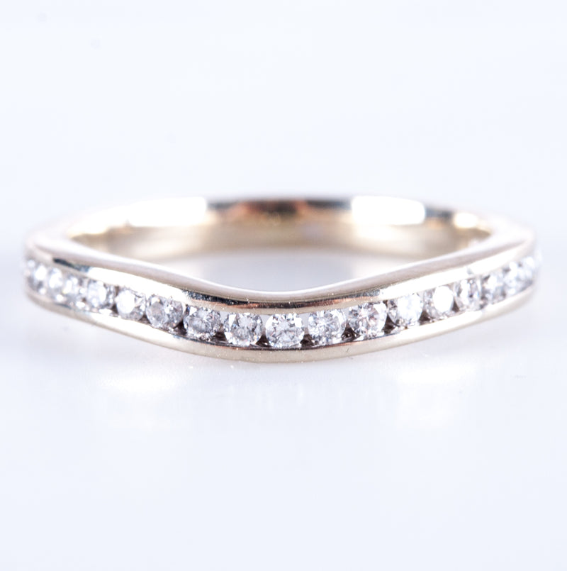 14k White Gold Round H SI2 Diamond Channel Set Wedding Anniversary Ring .21ctw