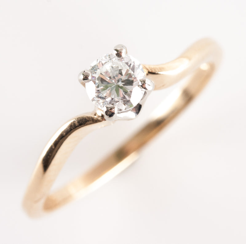 14k Yellow White Gold Round Diamond Solitaire Engagement Ring .34ctw 1.89g