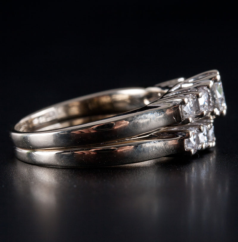 14k White Gold Round H SI2 Diamond Welded Engagement Wedding Ring Set 1.09ctw