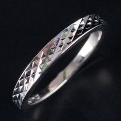 14k White Gold Etched Style Wedding Anniversary Band Ring 2.25g 1.5mm Width