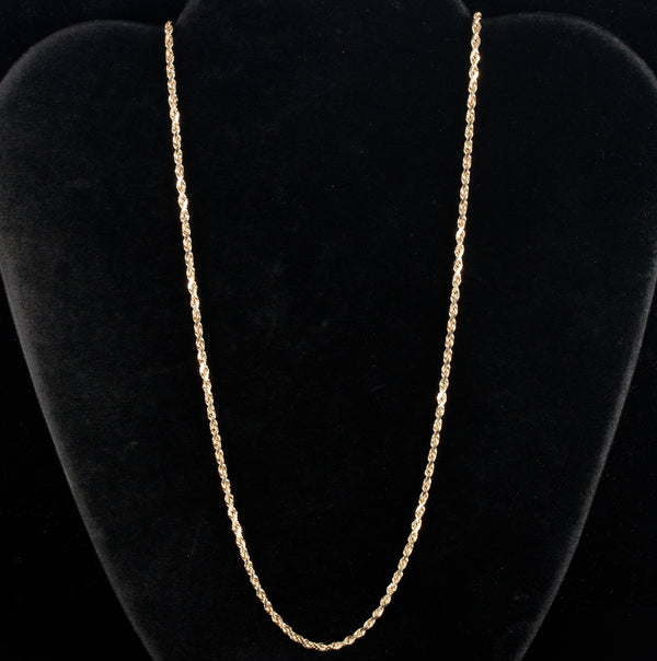 14k Yellow Gold Rope Style Solid Chain Necklace 11.1g 24" Length 2.1mm Width