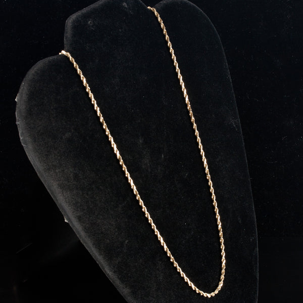 14k Yellow Gold Rope Style Solid Chain Necklace 11.1g 24" Length 2.1mm Width