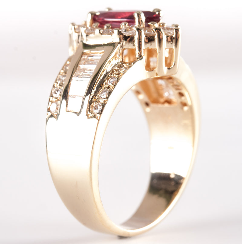 14k Yellow Gold Marquise Ruby Diamond Halo Style Cocktail Ring 2.47ctw 10.73g