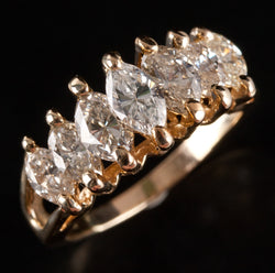 14k Yellow Gold Marquise I SI1 Diamond Cocktail Ring 1.17ctw 4.30g