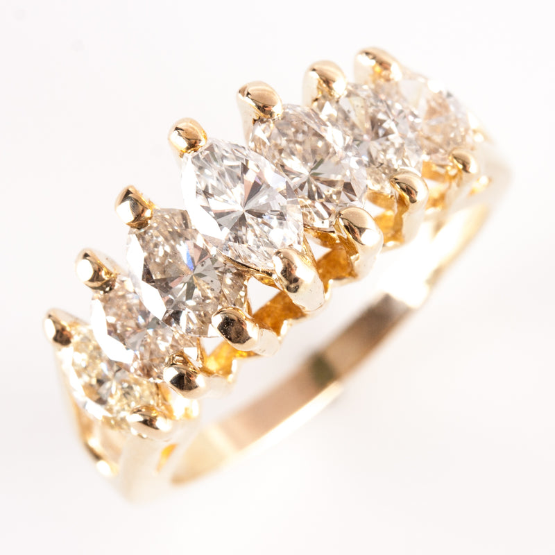 14k Yellow Gold Marquise I SI1 Diamond Cocktail Ring 1.17ctw 4.30g