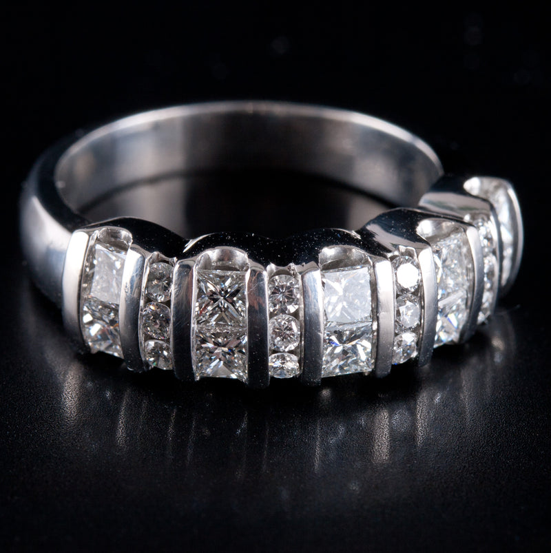 Platinum Princess & Round G VS2 Diamond Cluster Cocktail Ring .62ctw 10.3g