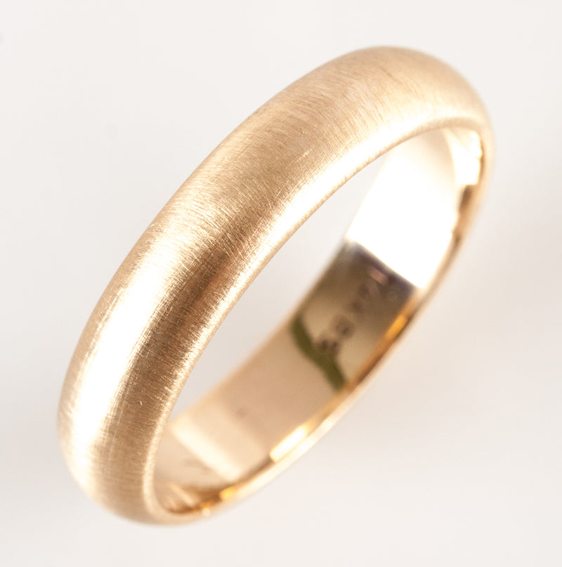 14k Yellow Gold Men's Traditional Brushed Style Wedding Anniversary Ring 5.64g
