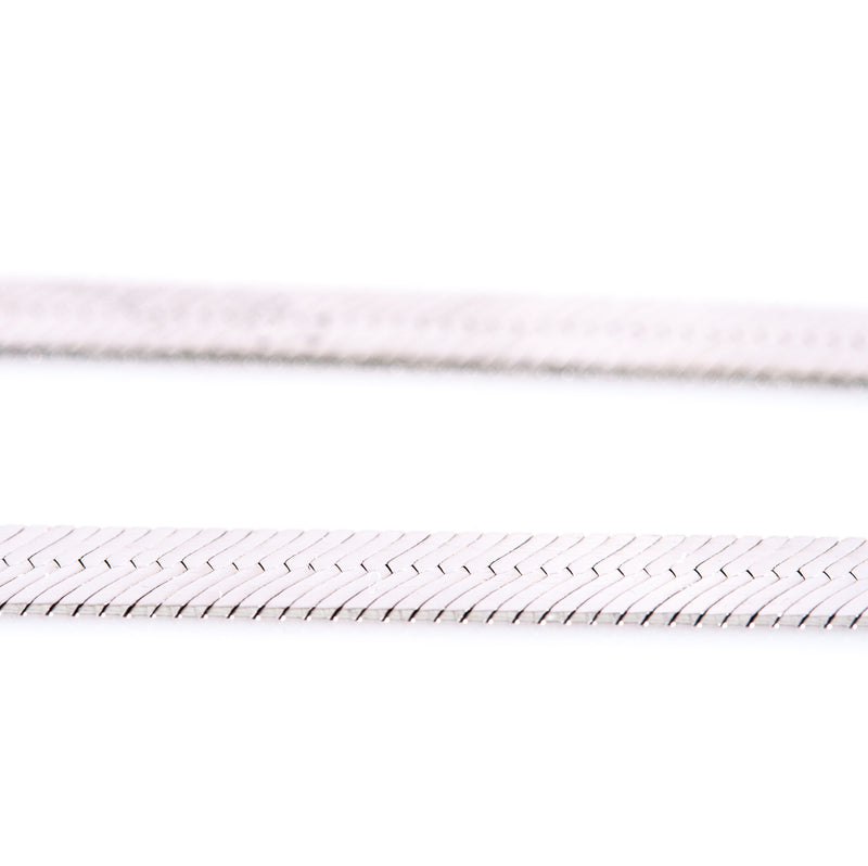 14k White Gold Herringbone Style Chain Necklace 20" Length 7.0g 4.1mm Width