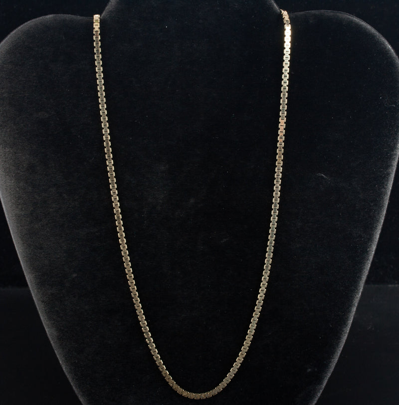 14k Yellow Gold Solid Italian Flat Link Style Chain Necklace 13.82g 20" Length