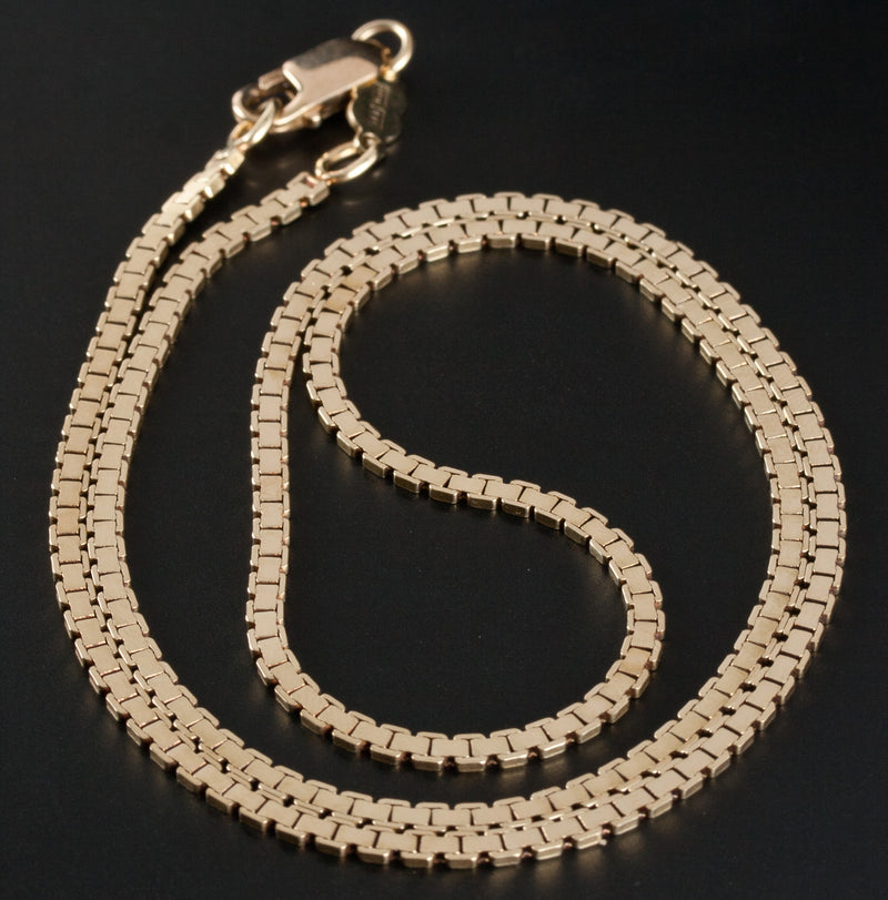 14k Yellow Gold Solid Italian Flat Link Style Chain Necklace 13.82g 20" Length