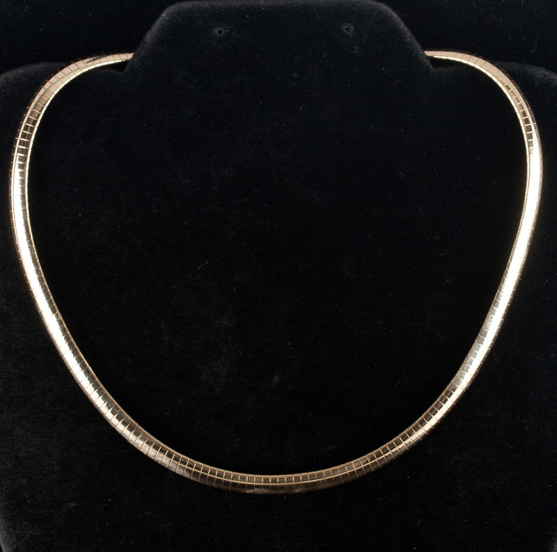14k Yellow Gold Italian Omega Style Chain Necklace 29.3g 16" Length 5.8mm Width