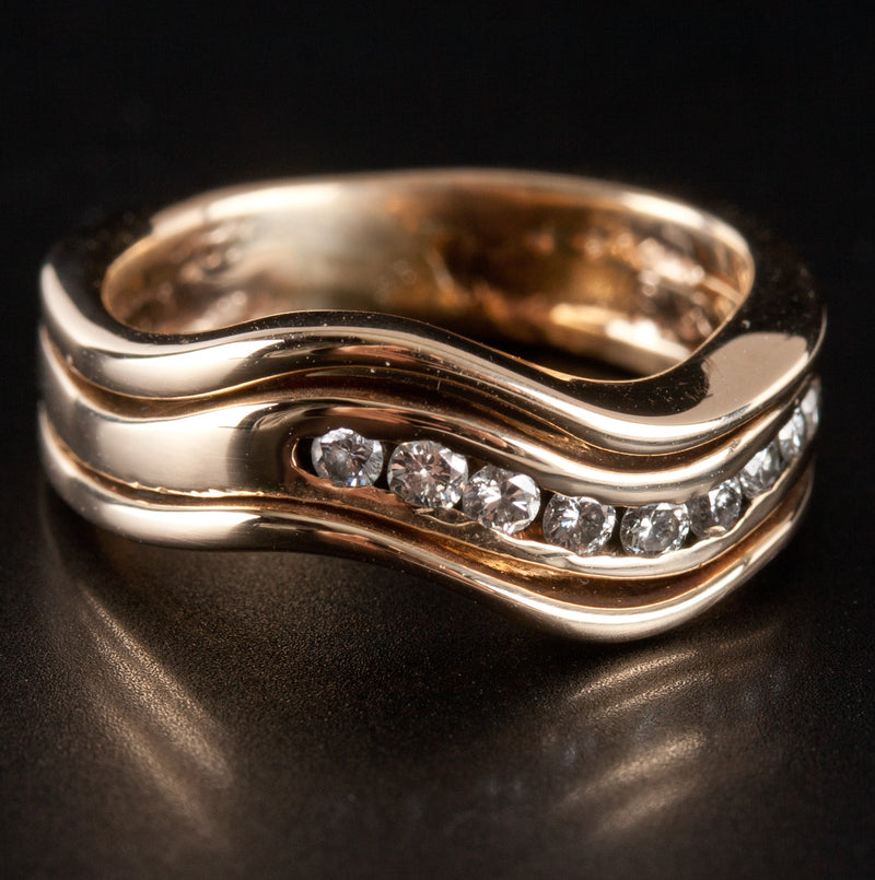14k Yellow Gold Round H SI1 Diamond Multi-Band Style Ring .27ctw 5.74g