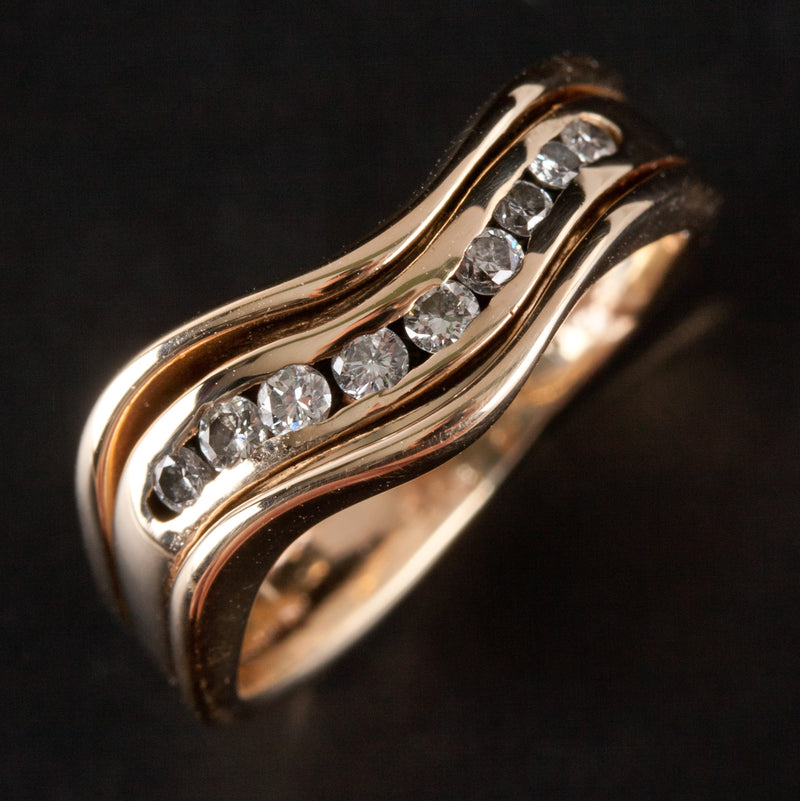 14k Yellow Gold Round H SI1 Diamond Multi-Band Style Ring .27ctw 5.74g