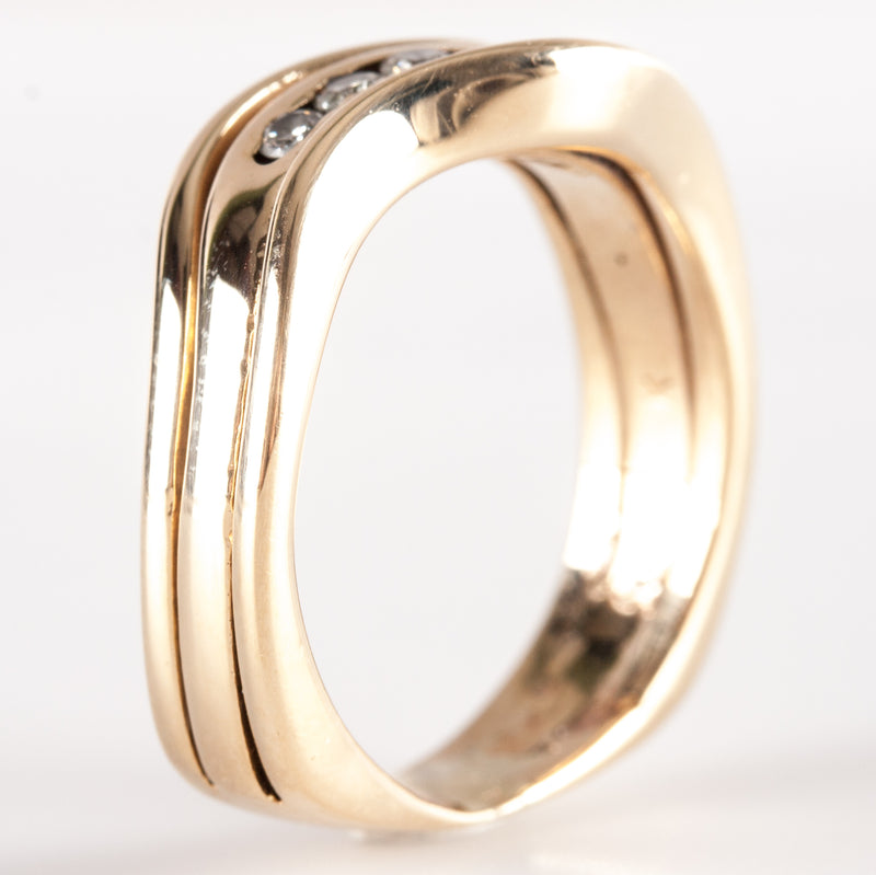 14k Yellow Gold Round H SI1 Diamond Multi-Band Style Ring .27ctw 5.74g