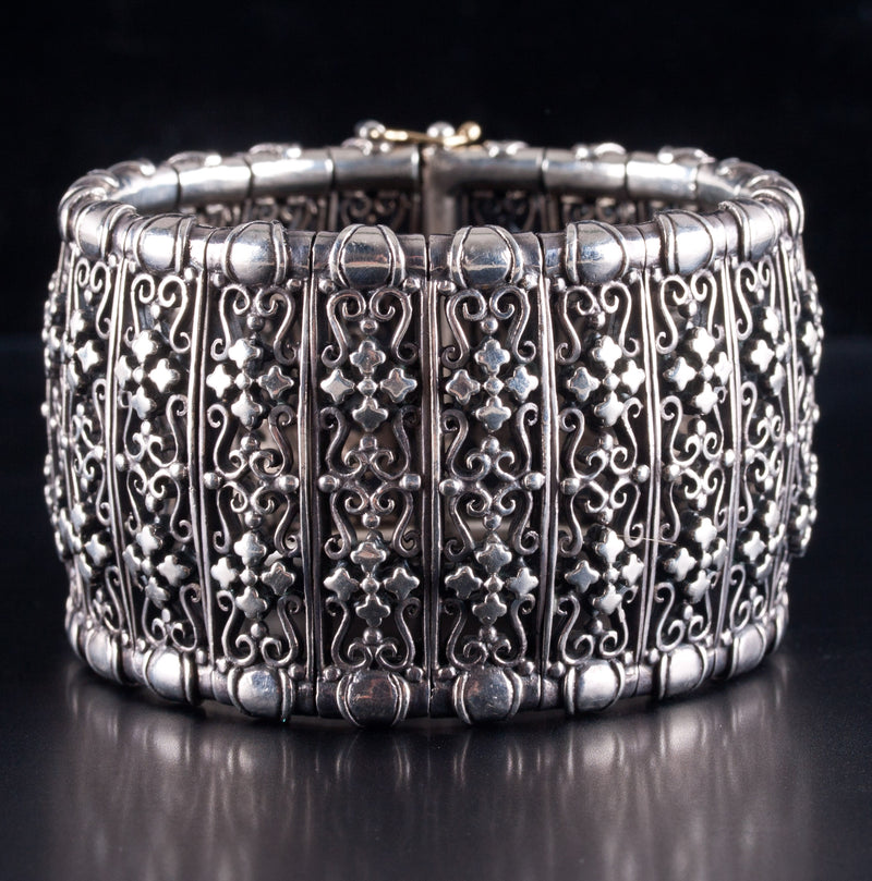 Sterling Silver 14k Yellow Gold Konstantino Wide Style Bracelet 125.6g 7.5"