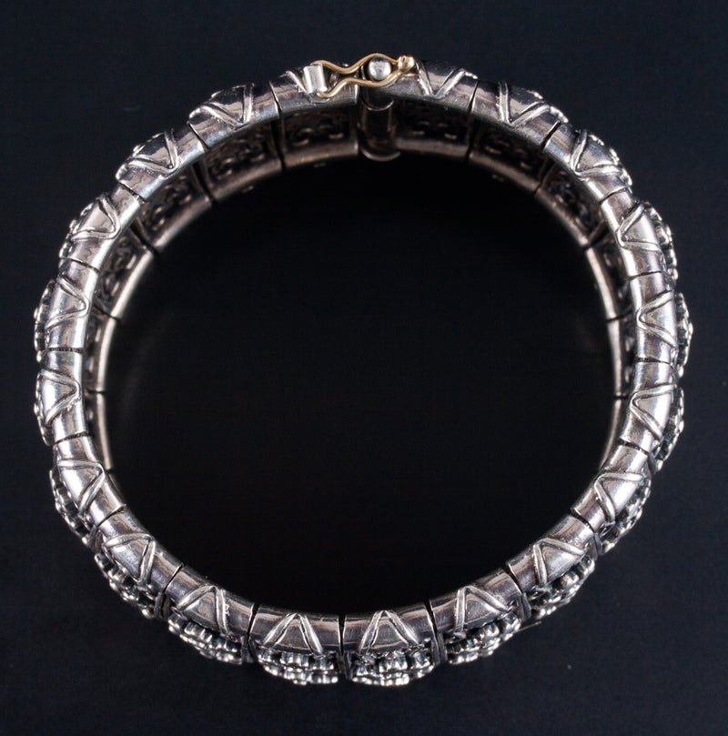 Sterling Silver 14k Yellow Gold Konstantino Wide Style Bracelet 125.6g 7.5"