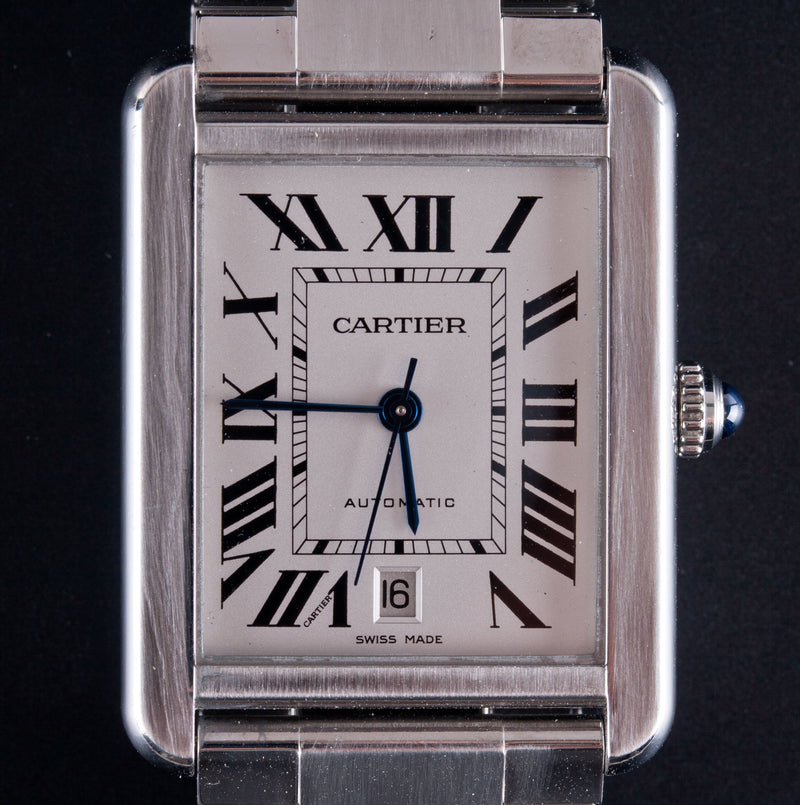 Stainless Steel Cartier Tank Solo XL Wrist Watch W/ Box Papers & Cleaning Kit