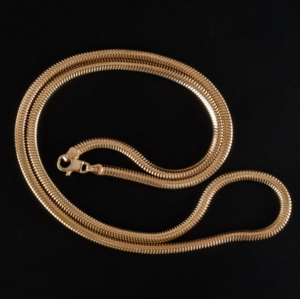 14k Yellow Gold Italian Made Oval Snake Chain Necklace 24" Length 26.8g