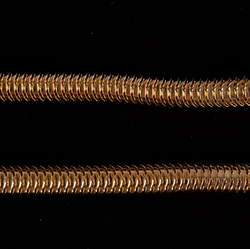 14k Yellow Gold Italian Made Oval Snake Chain Necklace 24" Length 26.8g