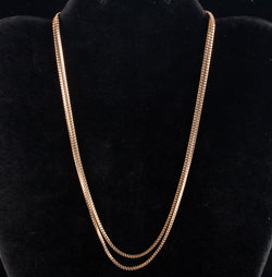 14k Yellow Gold Long Square Wheat Style Chain Necklace 11.32g 30" Length