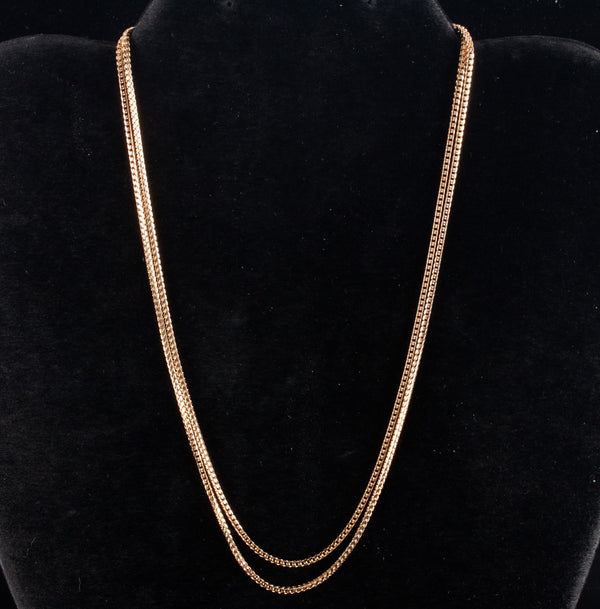 14k Yellow Gold Long Square Wheat Style Chain Necklace 11.32g 30" Length